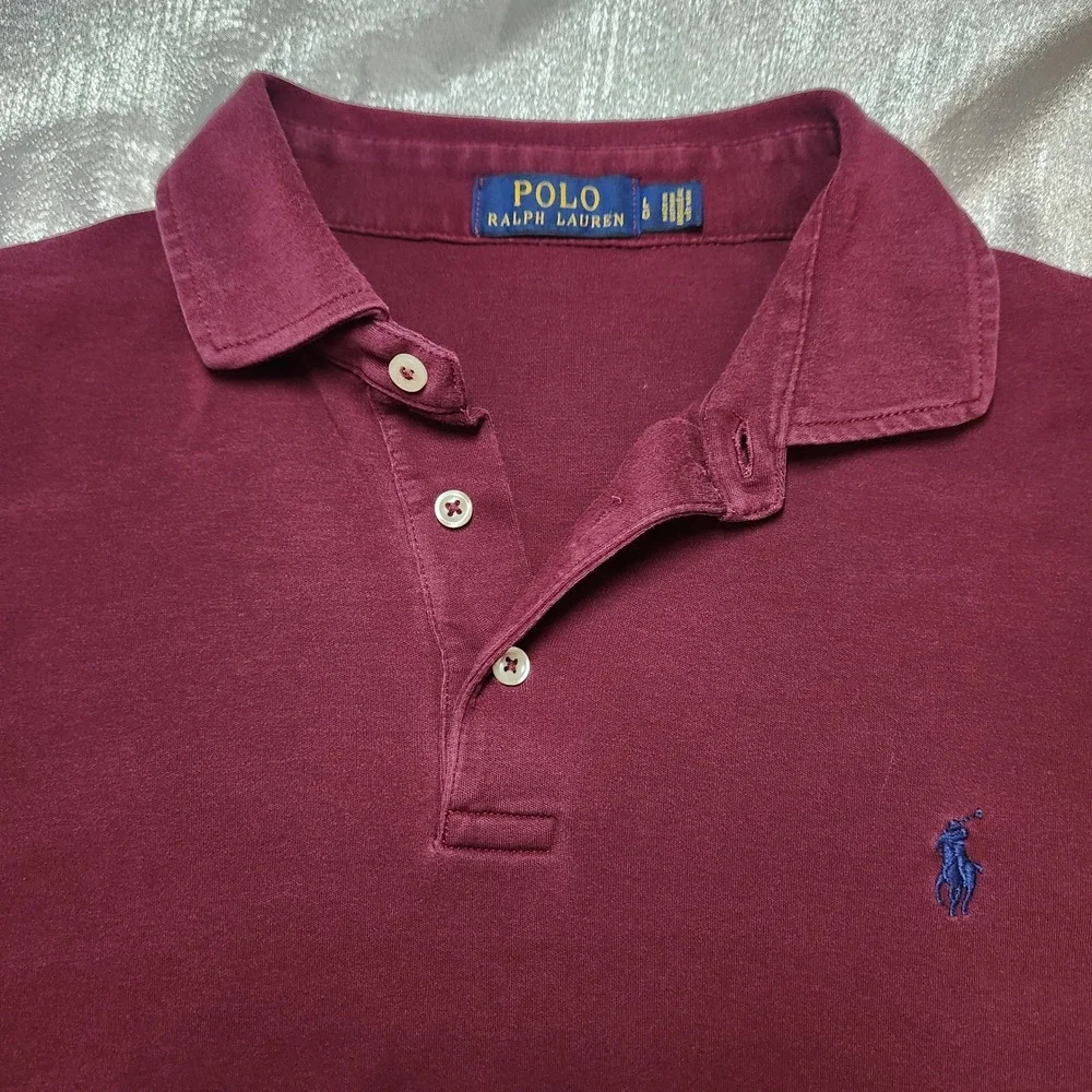 Polo Ralph Lauren Mens Burgundy Maroon Short Sleeve Cotton Polo Shirt L Preppy
